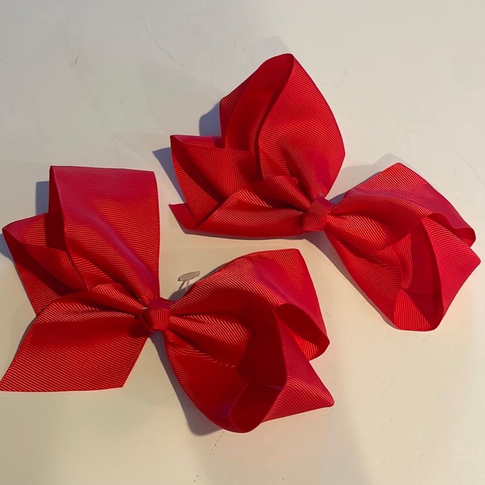 Red Hair Bows 2 XL Cheerleading Gymnastics Hair DANCE ACCESSORY Christmas